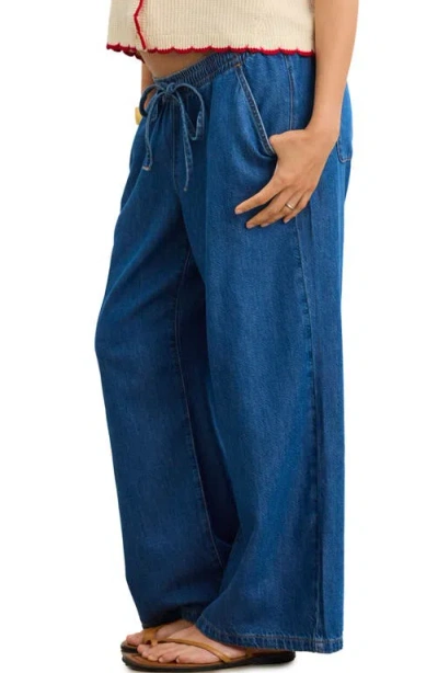Hatch The Drapey Denim Wide Leg Pant In Blue