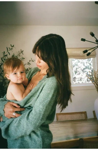 Hatch The Cozy Pointelle Snuggle Sweater In Green