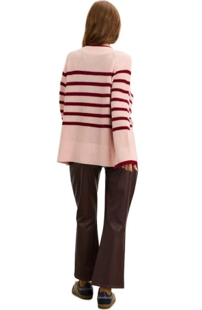 Hatch The Carly Striped Shaker Pullover In Pink