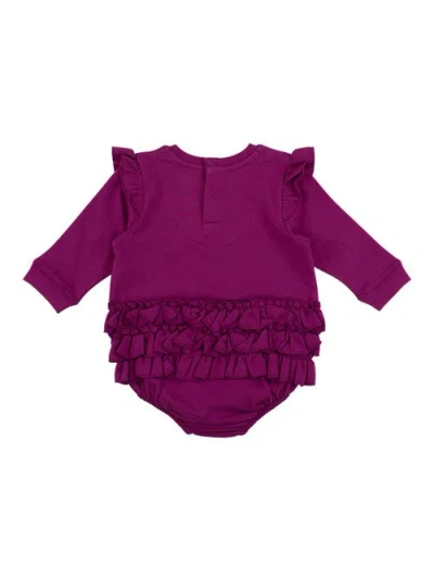 Rufflebutts Baby Girls Sweatshirt Bubble Romper In Purple