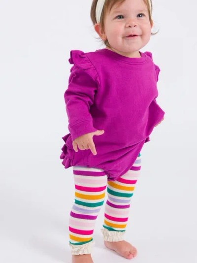Rufflebutts Baby Girls Sweatshirt Bubble Romper In Purple