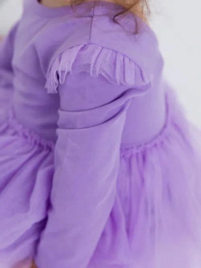 Rufflebutts Baby Girls Flutter Tulle Long Sleeve Twirl Romper In Purple
