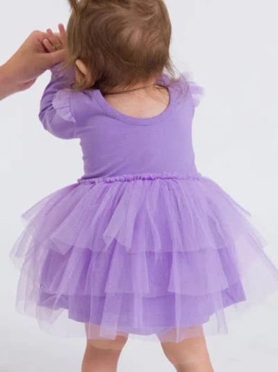Rufflebutts Baby Girls Flutter Tulle Long Sleeve Twirl Romper In Purple