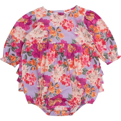 Rufflebutts Baby Girls Woven Long Sleeve Bubble Romper In Multi