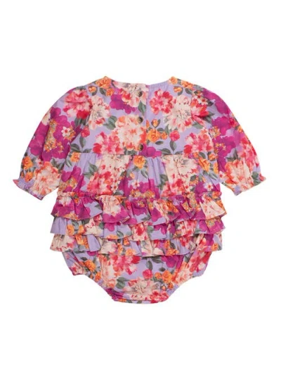 Rufflebutts Baby Girls Woven Long Sleeve Bubble Romper In Multi