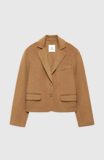 Anine Bing Etienne Cropped Blazer In Brown