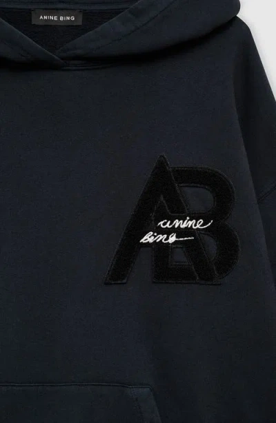 Anine Bing Jaci Letterman Logo Hoodie In Black
