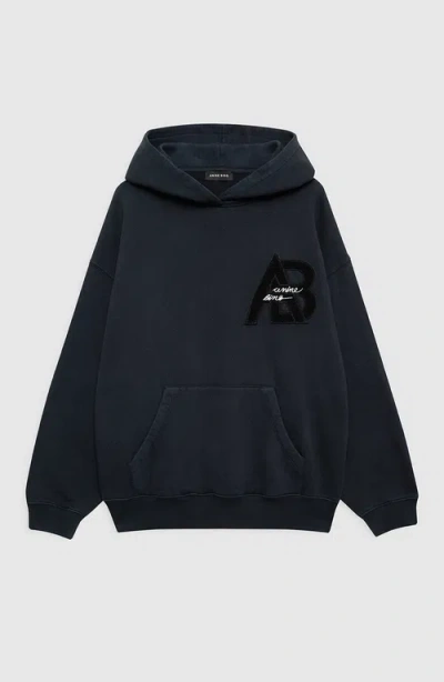 Anine Bing Jaci Letterman Logo Hoodie In Black