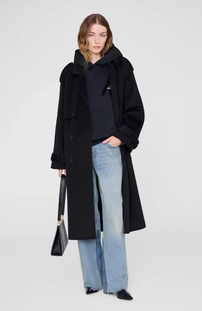 Anine Bing Jaci Letterman Logo Hoodie In Black