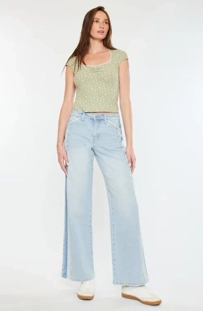 Kancan Mona High Rise Wide Leg Jeans In Blue