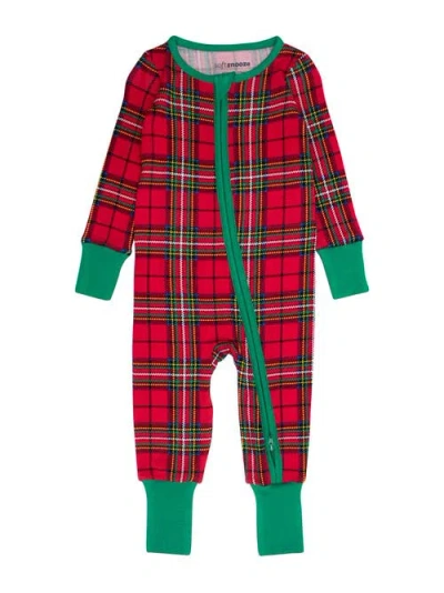Rufflebutts Softsnooze Gender Incusive Holiday Convertible One Piece Pajamas In Green