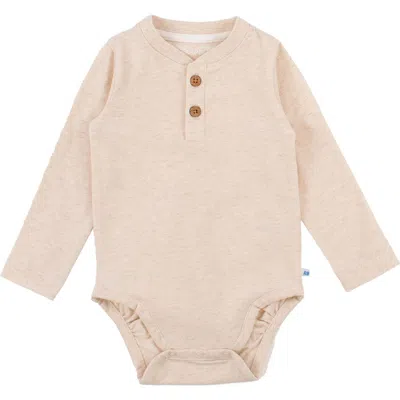 Ruggedbutts Baby Boys Knit Long Sleeve 2-button Henley Bodysuit In Neutral