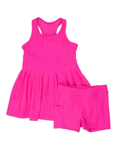 Rufflebutts Toddler Girls Upf50+ Active Dress & Bike Short Set In Pink