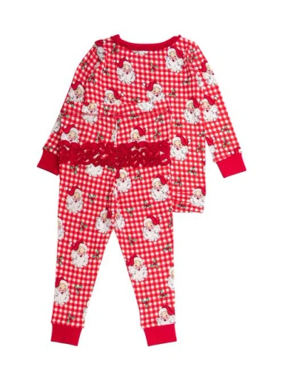 Rufflebutts Softsnooze Ruffle Long Sleeve Pajama Set, Signature Rear Ruffles In Red