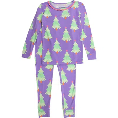 Rufflebutts Softsnooze Ruffle Long Sleeve Pajama Set, Signature Rear Ruffles In Purple