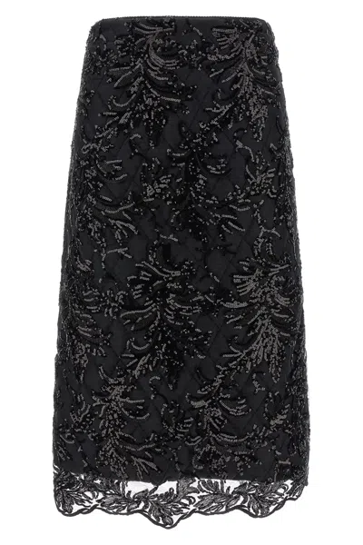 Le Twins Giulia Sequin-embellishment Midi Skirt In Black