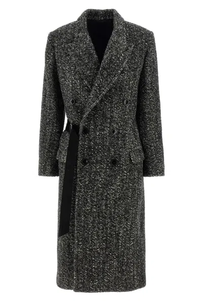 Isabel Marant Double-breasted Coat Belted Waist In Gray