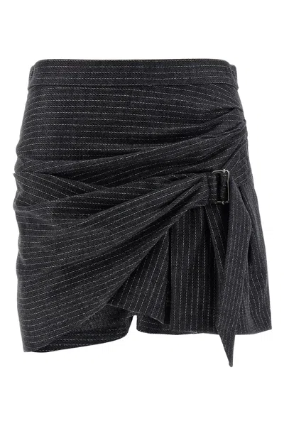 Isabel Marant Asymmetric Wrap Skirt Belted Detail In Gray