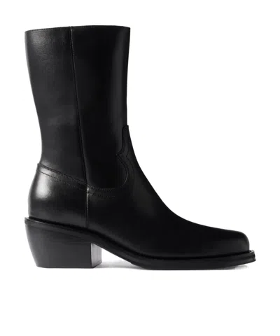 Dries Van Noten Square Toe Ankle Boots In Black