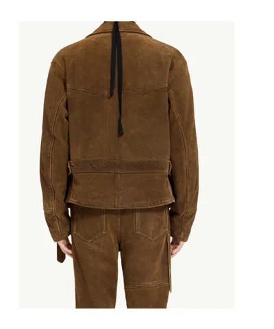 Mm6 Maison Margiela Suede Biker Jacket In Brown