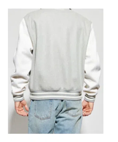 Balmain Gray Bicolor Wool Varsity Bomber Jacket In Gray