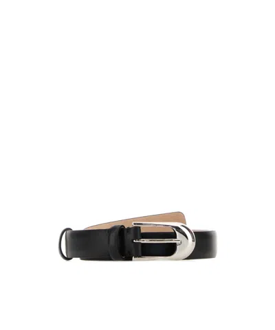 Khaite Dark Brown Suede Belt In Black
