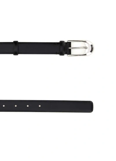 Khaite Dark Brown Suede Belt In Black