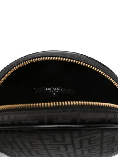 Balmain Monogram Round-shape Shoulder Bag In Black