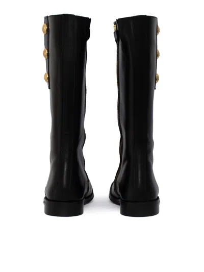 Balmain Studded Leather Boots In Black