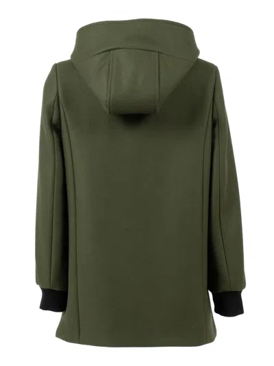 Balmain Double-breasted Hooded Jacket In Green