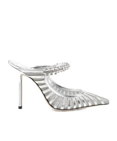 Jimmy Choo Striped Mesh Stiletto Pumps Strap In Silver