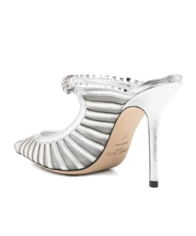 Jimmy Choo Striped Mesh Stiletto Pumps Strap In Silver