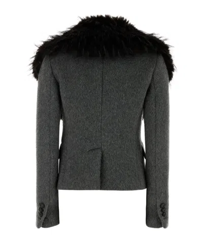 Dsquared2 Dsquared Grey Mohair And Wool Uptown Twiggy Blazer In Gray