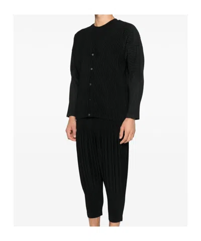 Issey Miyake Long-sleeved Cardigan In Black