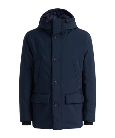 Woolrich Waterproof Nylon Parka With Duck Down Padding In Blue