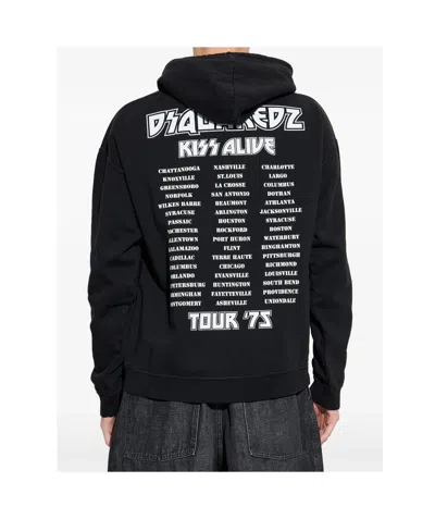 Dsquared2 X Kiss Embellished Graphic Hoodie In Black