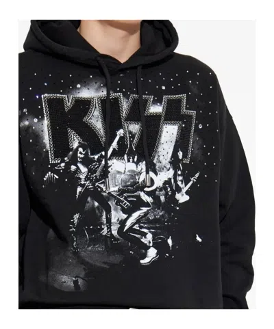 Dsquared2 X Kiss Embellished Graphic Hoodie In Black