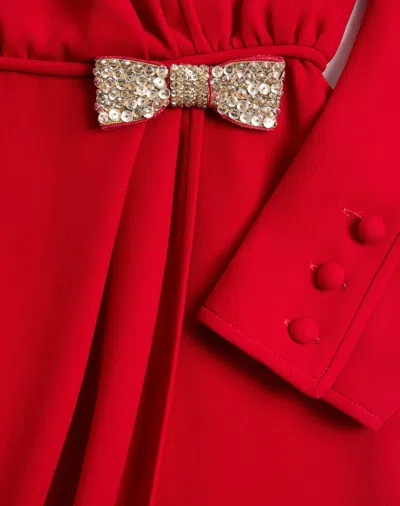 Valentino Embroidered Cady Couture Midi Dress Woman Paris 44 In Red