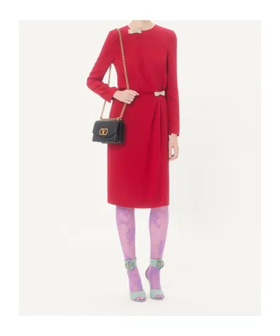 Valentino Embroidered Cady Couture Midi Dress Woman Paris 44 In Red