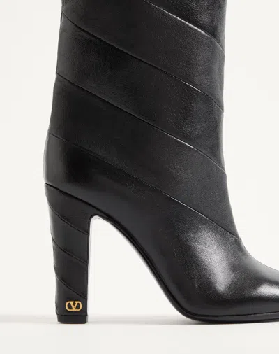 Valentino Garavani Rayons Nappa Boot With Chevron Pattern 100mm Woman Black 39 In Black