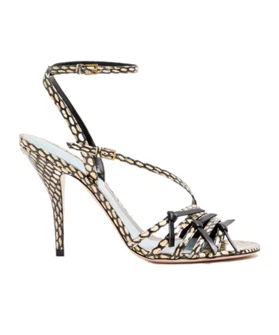Valentino 100mm Nodine Elaphe Strap-detailed Sandals In Multi