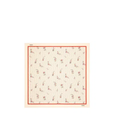 Valentino Garavani Papier Floreal Silk Scarf Woman Butter Uni In White