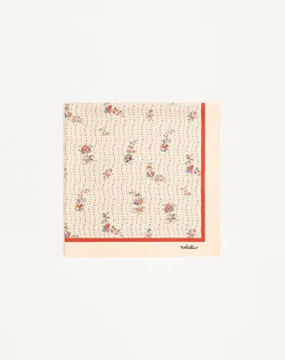 Valentino Garavani Papier Floreal Silk Scarf Woman Butter Uni In White