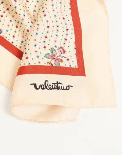 Valentino Garavani Papier Floreal Silk Scarf Woman Butter Uni In White