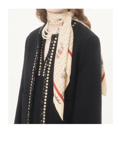 Valentino Garavani Papier Floreal Silk Scarf Woman Butter Uni In White