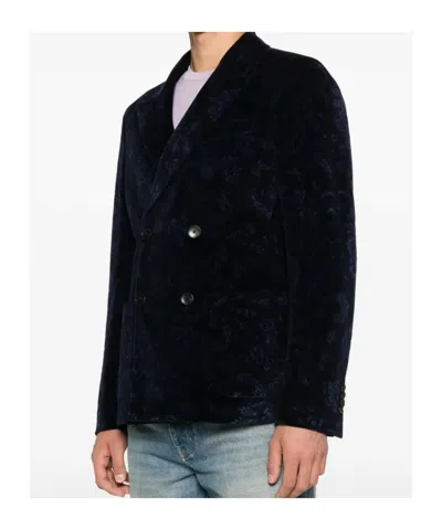 Etro Double-breasted Blazer In Blue
