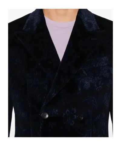 Etro Double-breasted Blazer In Blue