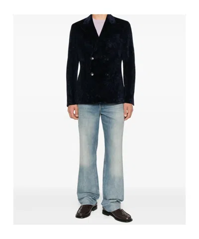 Etro Double-breasted Blazer In Blue