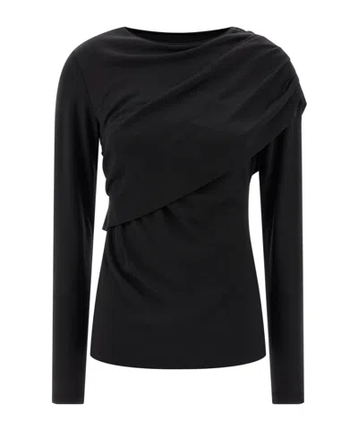 Isabel Marant Asymmetric Draped Long Sleeve Top In Black