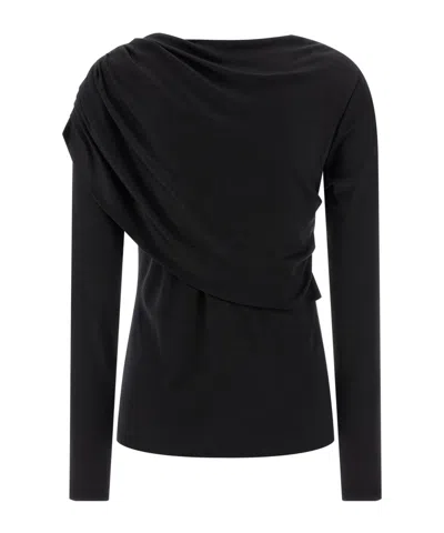 Isabel Marant Asymmetric Draped Long Sleeve Top In Black